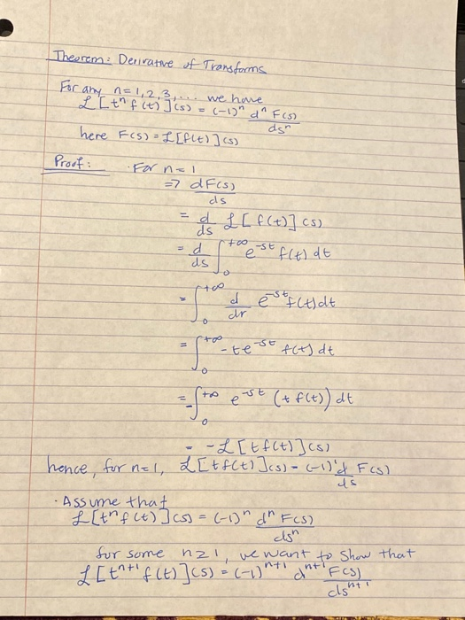 Solved Theorem Derivative Of Transforms For Any N 1 2 3 Chegg Com