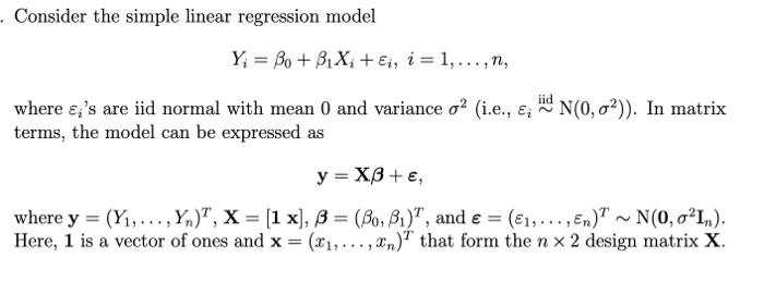 Solved Consider the simple linear regression model Y = Bo + | Chegg.com