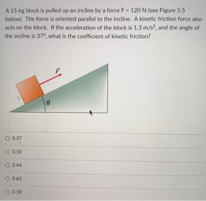 Solved A 15-kg Block Is Pulled Up An Incline By A Force F = | Chegg.com