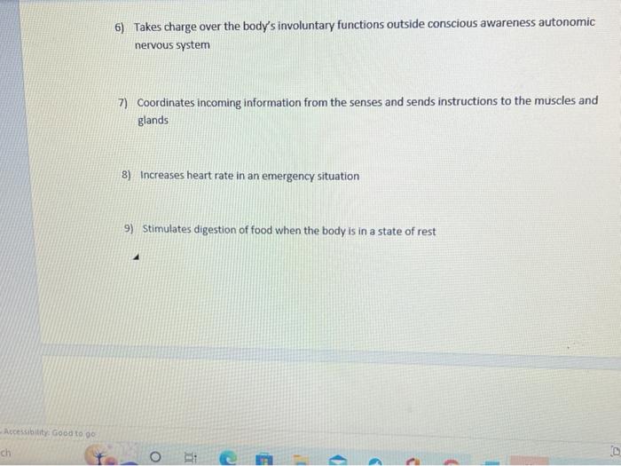 controls the involuntary functions of the body (i.s. heart rate) blank