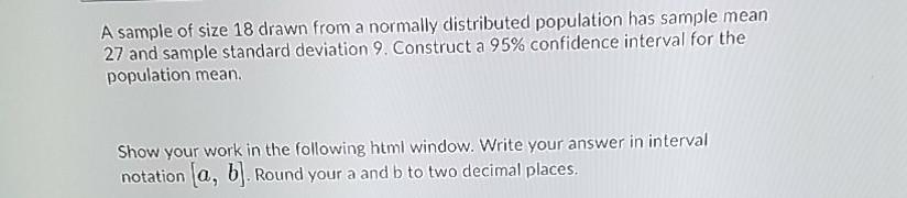 Solved A sample of size 18 drawn from a normally distributed | Chegg.com