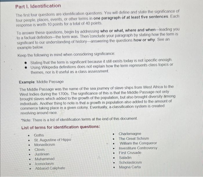 Part I Identification The First Four Questions Are Chegg