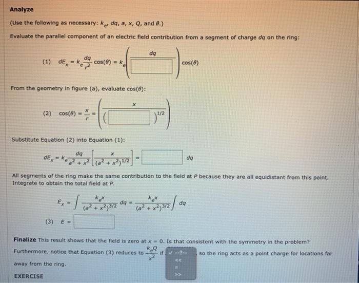 Solved The Electric Field of a Uniform Ring of Charge A ring | Chegg.com