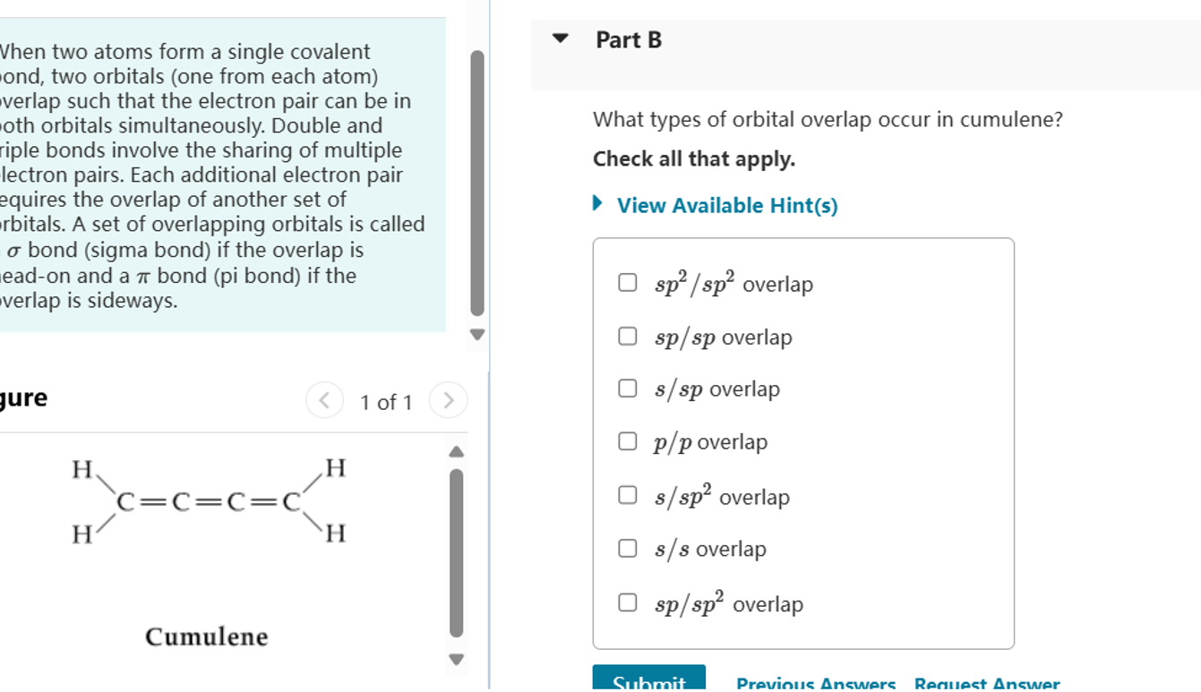 What Types Of Orbital Overlap In Cumulene Solved Vhen two atoms form a single covalentond, two | Chegg.com