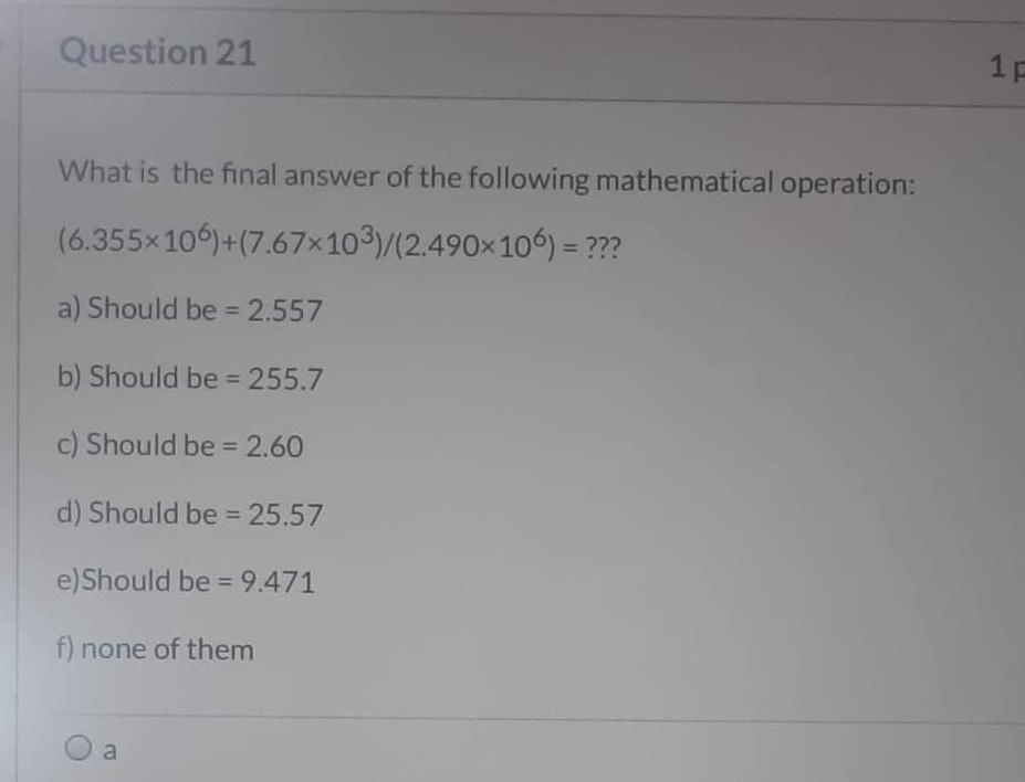 Solved Question 21 17 What is the final answer of the | Chegg.com