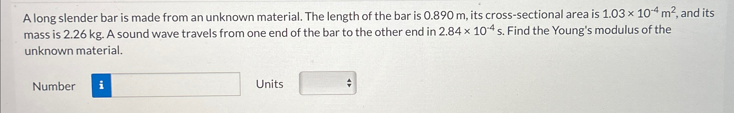 Solved A long slender bar is made from an unknown material. | Chegg.com
