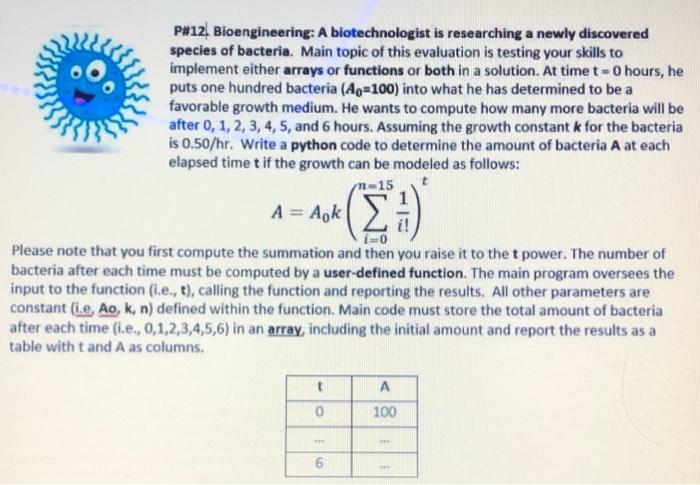 Solved P#12. Bioengineering: A biotechnologist is | Chegg.com