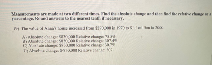 Solved Find the absolute and relative errors. 18) Your | Chegg.com