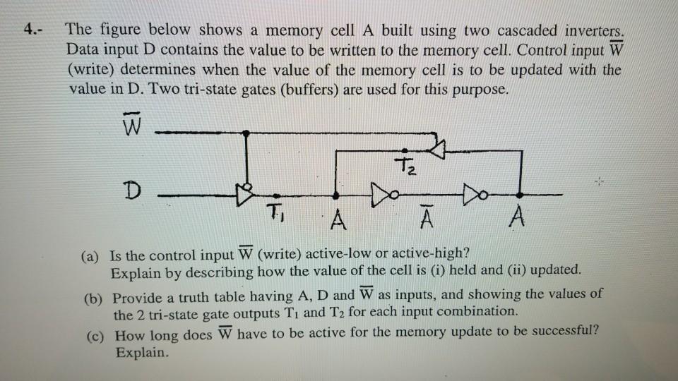Solved 4.- The figure below shows a memory cell A built | Chegg.com