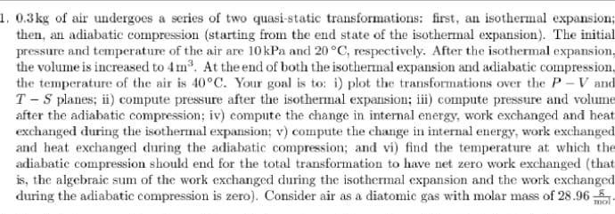 Solved 0.3 kg of air undergoes a series of two quasi-static | Chegg.com