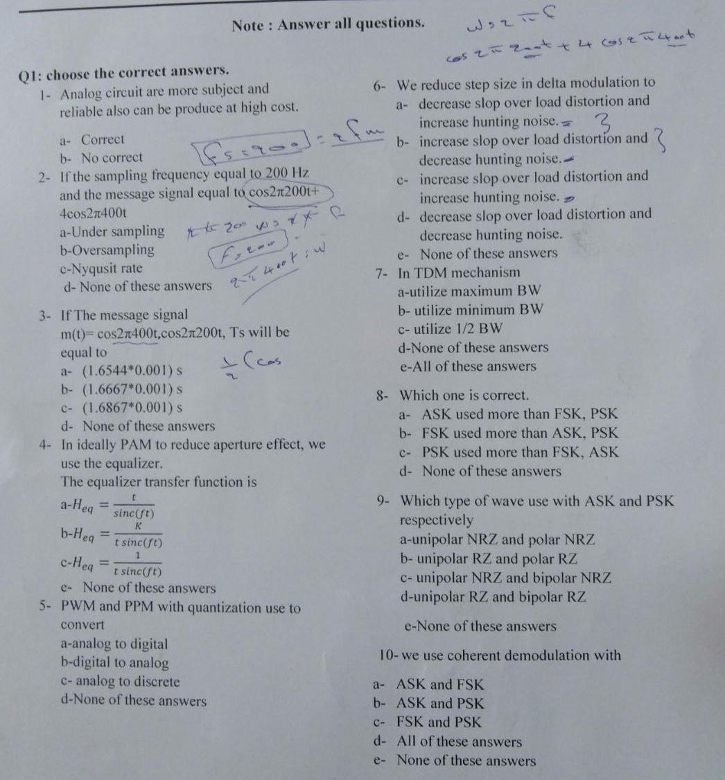Solved Q1: choose the correct answers. 1- Analog circuit are | Chegg.com
