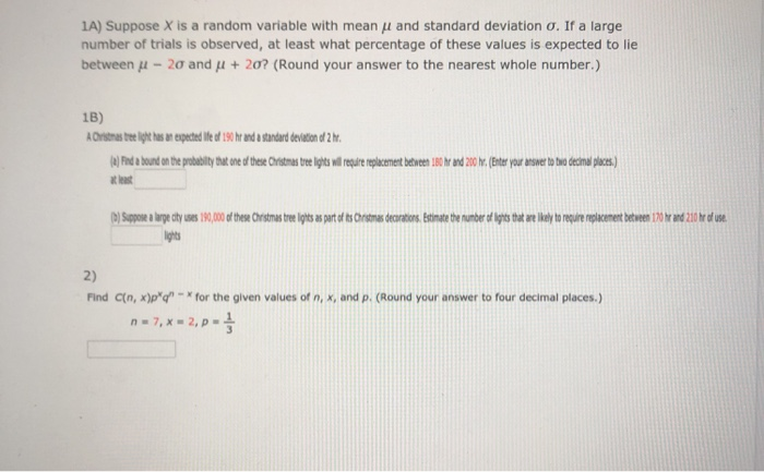 Solved 1A) Suppose X is a random variable with mean and | Chegg.com