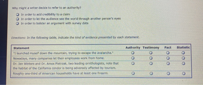 Solved Why might a writer decide to refer to an authority?  Chegg.com