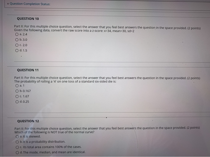 Solved Question Completion Status: QUESTION 10 Part I: For | Chegg.com