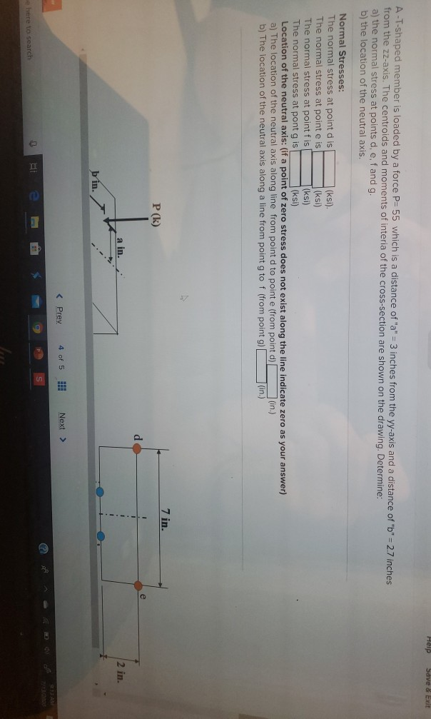 Solved Help Save & Exit A-T-shaped member is loaded by a | Chegg.com