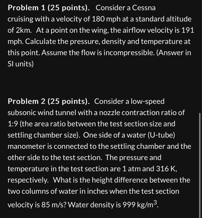 Solved Problem 1 ( 25 points). Consider a Cessna cruising | Chegg.com