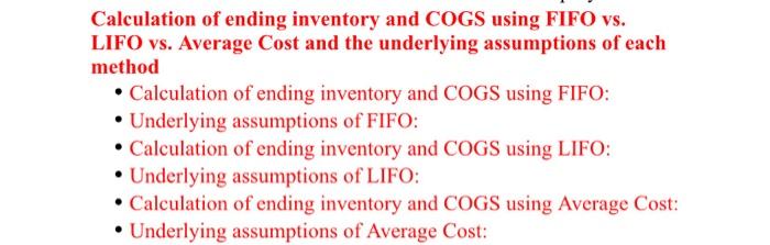 Calculation of ending inventory and COGS using FIFO | Chegg.com