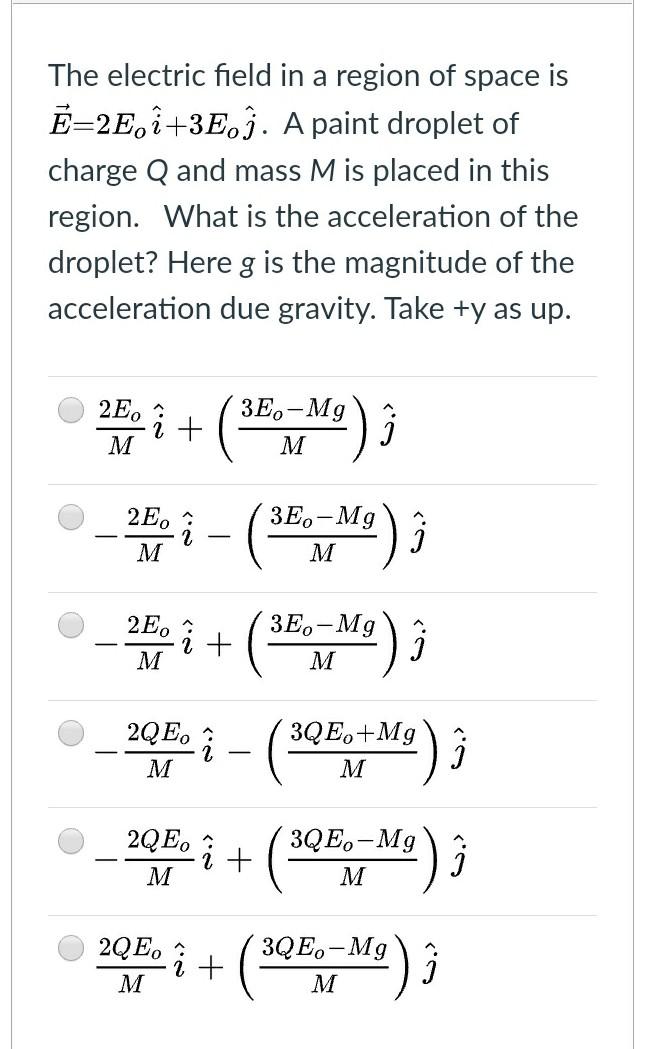 Solved + The electric field in a region of space is | Chegg.com