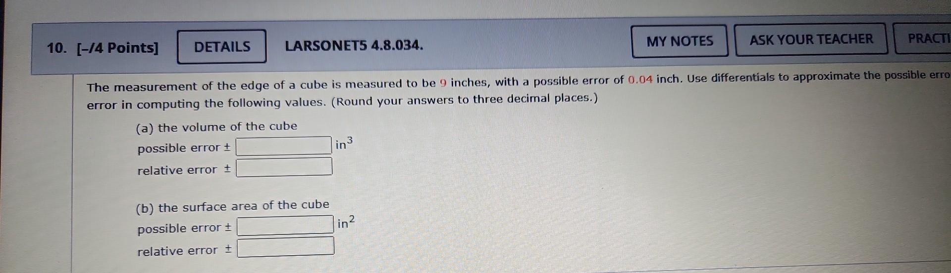 Solved The Measurement Of The Edge Of A Cube Is Measured To | Chegg.com