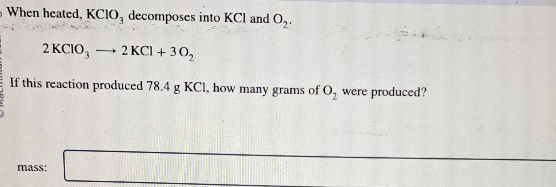 Phản ứng KCl ra KClO<sub onerror=