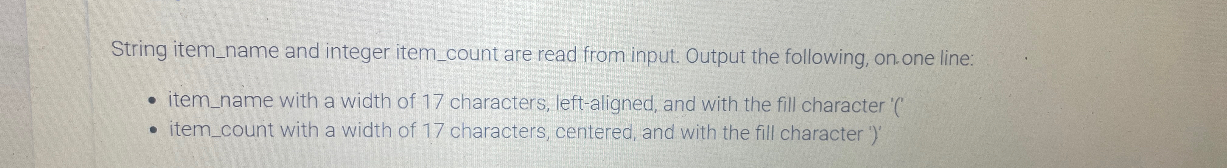 String item_name and integer item_count are read from | Chegg.com
