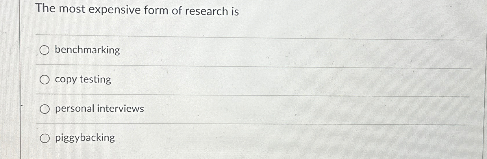 Solved The most expensive form of research | Chegg.com