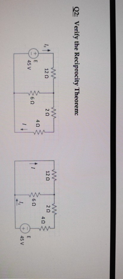 Solved Q2 Verify The Reciprocity Theorem ΜΑ 12 Ω ΛΙΛΑ 12