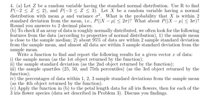 Solved 4. (a) Let Z be a random variable having the standard | Chegg.com