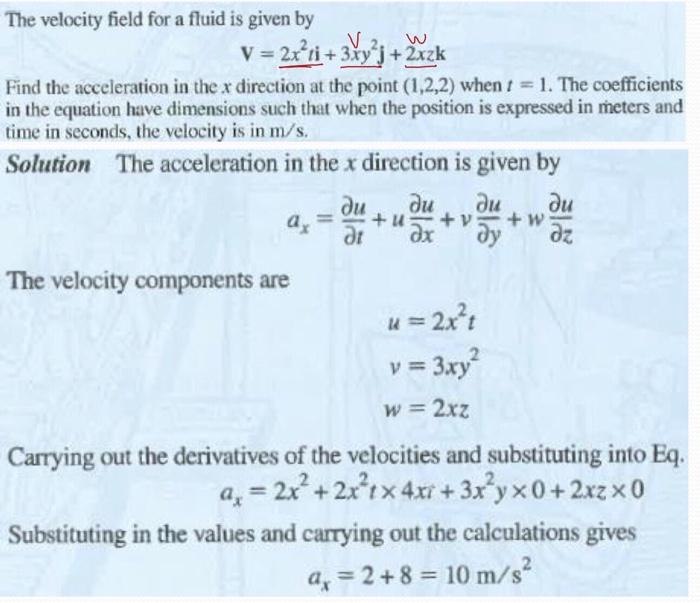 Solved The velocity field for a fluid is given by V = 2x?ui | Chegg.com