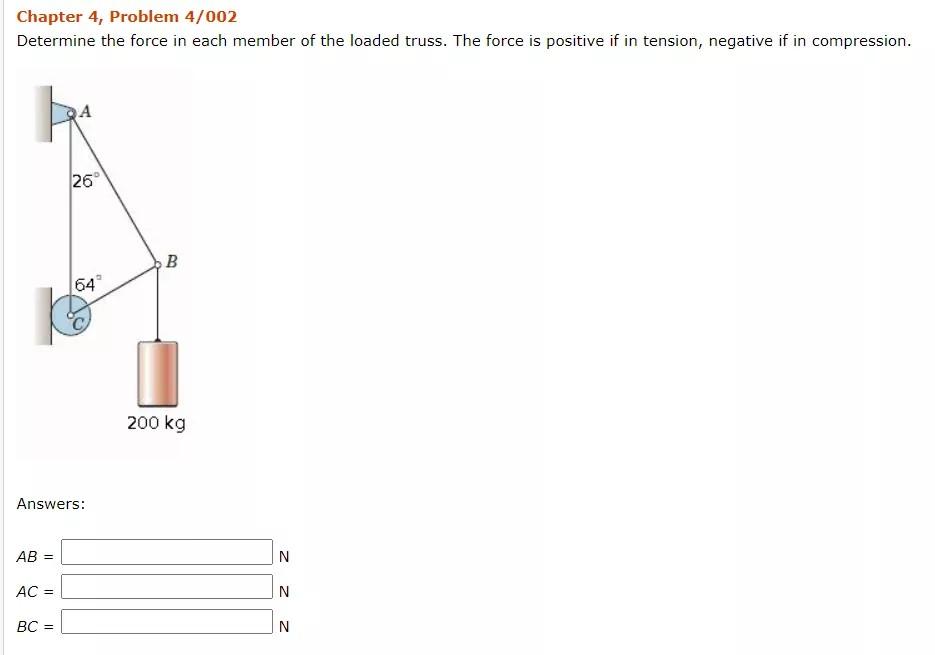 Solved Chapter 4, Problem 4/002 Determine The Force In Each | Chegg.com