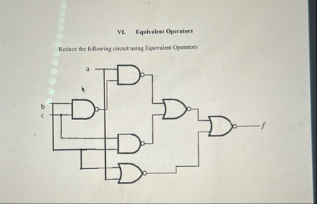 Solved VI. ﻿Equivalent OperatorsReduce the following circuit | Chegg.com