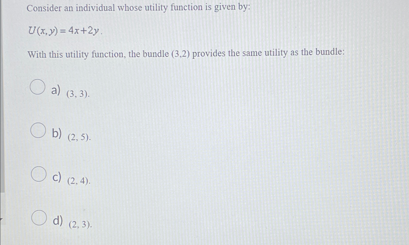 Solved Consider an individual whose utility function is | Chegg.com
