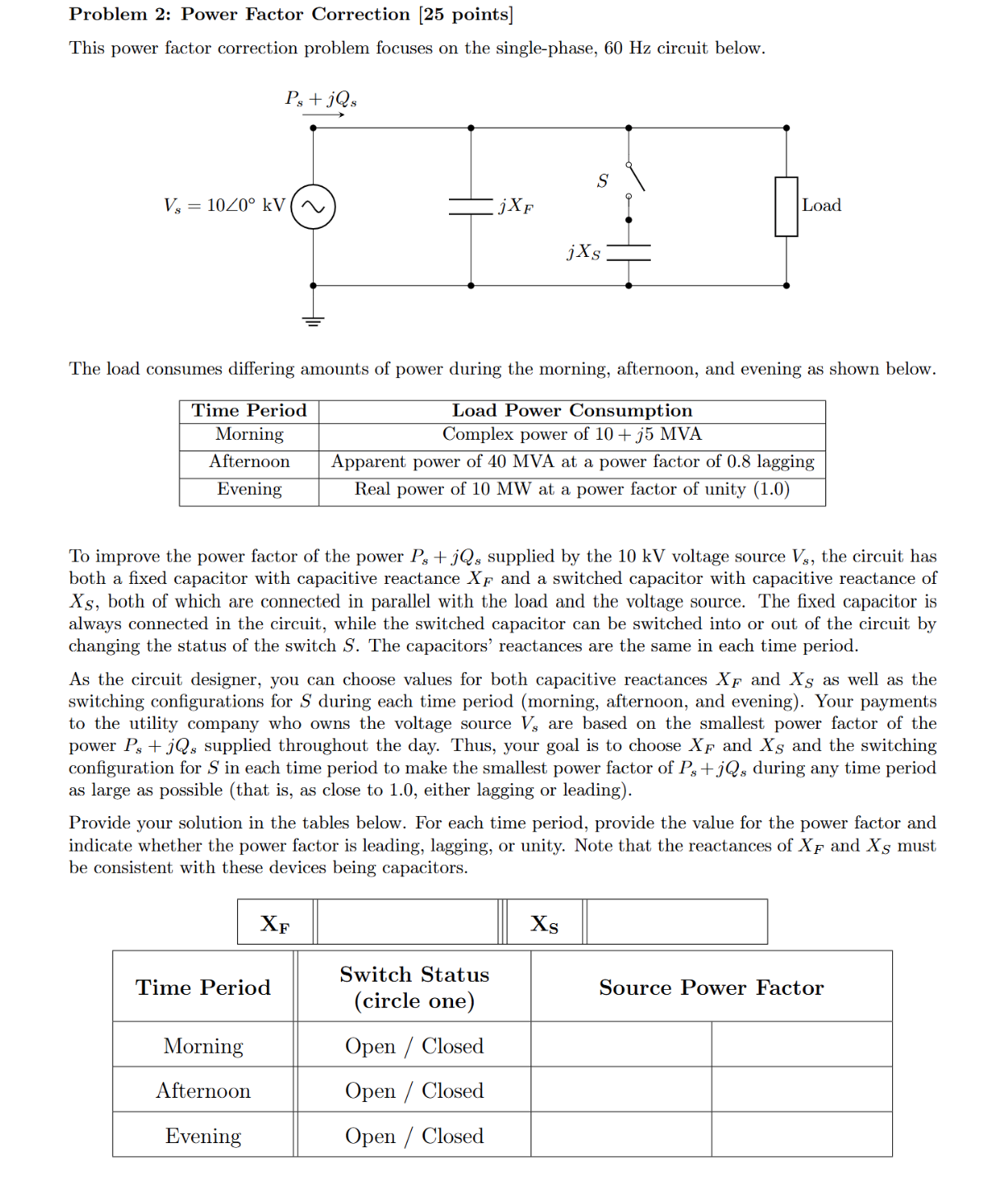 Solved Problem 2: Power Factor Correction [25 ﻿points] ﻿This | Chegg.com