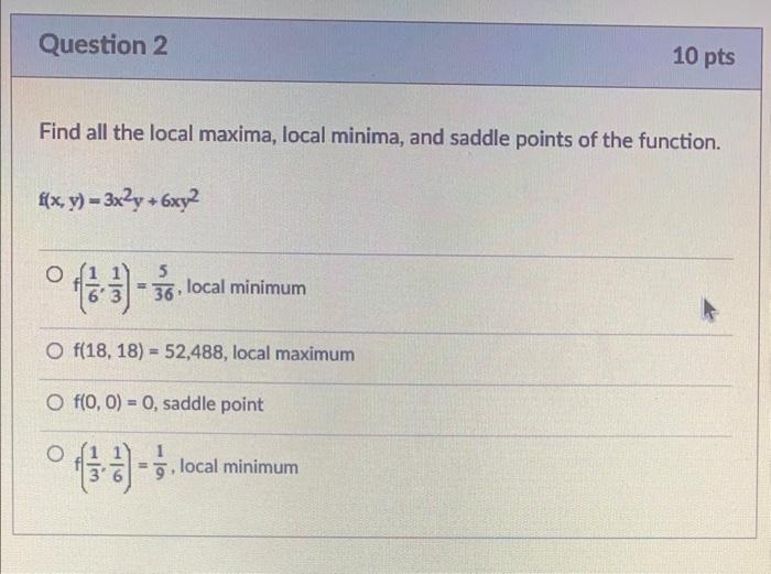 Solved Find All The Local Maxima Local Minima And Saddle