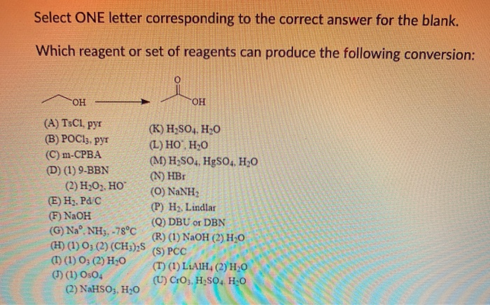 Solved Select One Letter Corresponding To The Correct Ans Chegg Com
