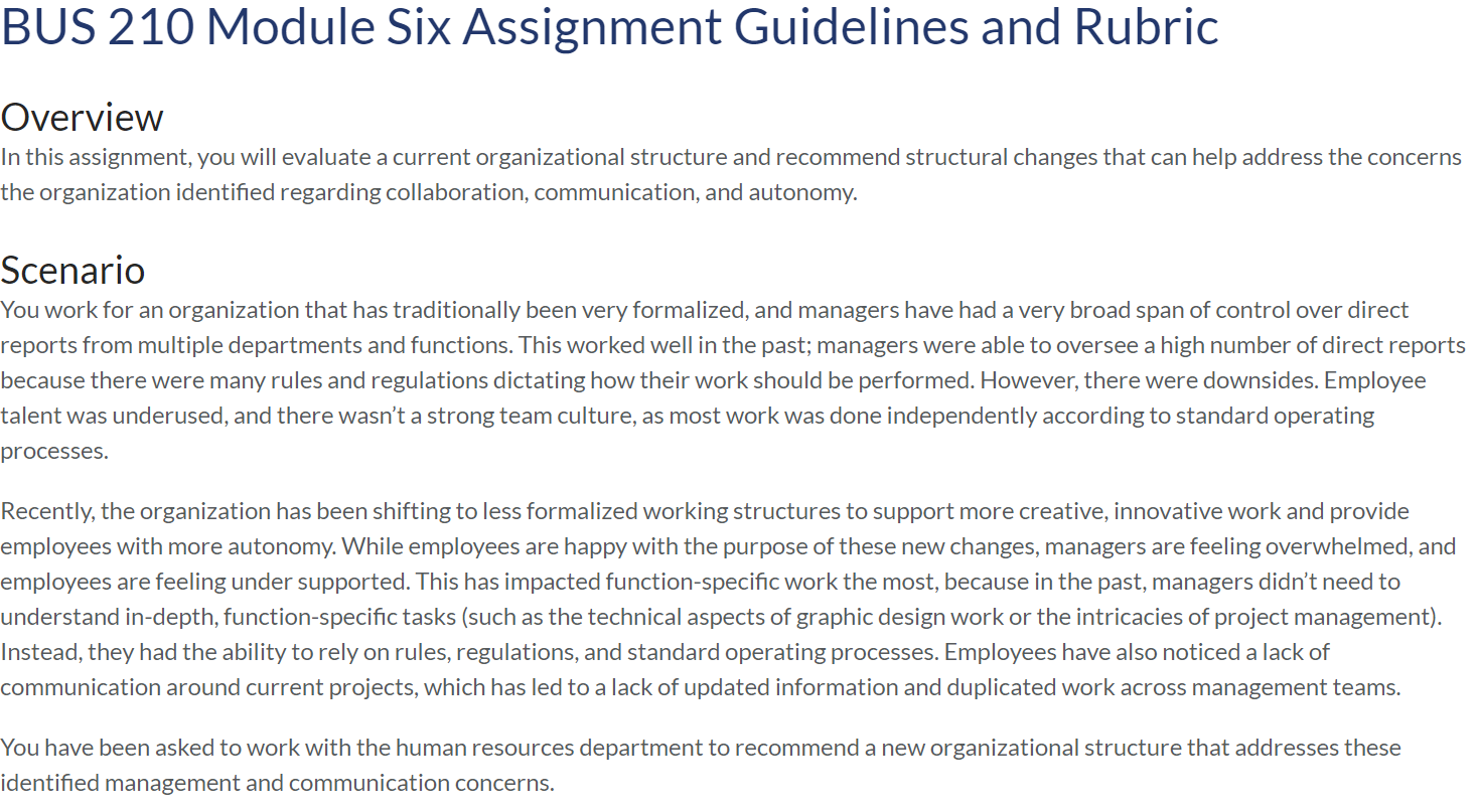 Solved BUS 210 Module Six Assignment Guidelines and | Chegg.com