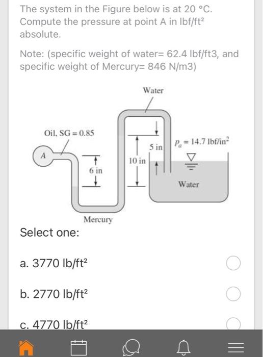 Solved The system in the Figure below is at 20 °C. Compute | Chegg.com