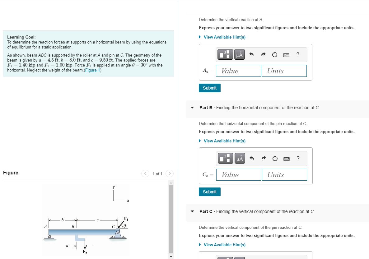 Solved Learning Goal:To determine the reaction forces at | Chegg.com