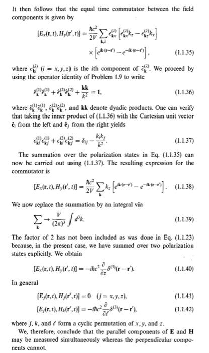 Quantum Optics Scully and ZubairyI wonder how 1.1.40 | Chegg.com