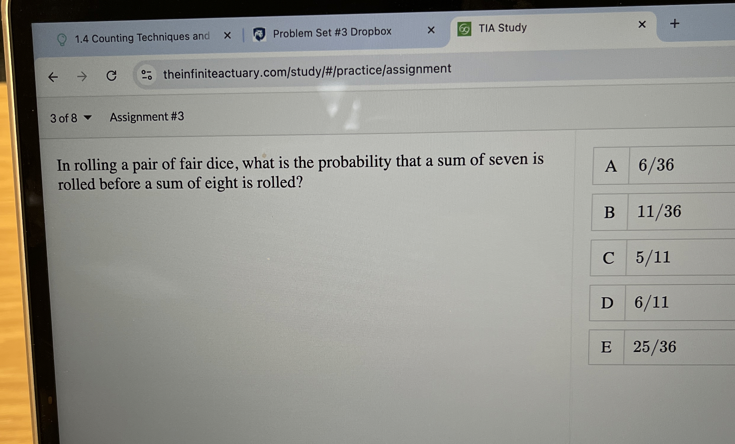 3 ﻿of 8 ﻿Assignment 3In rolling a pair of fair dice,