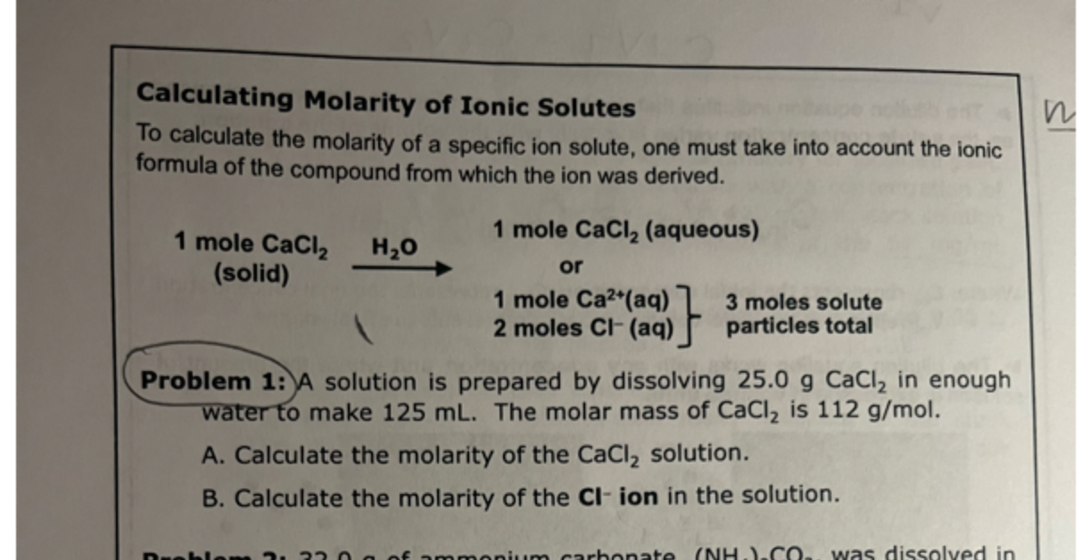 Solved Calculating Molarity of Ionic SolutesProblem 1: A | Chegg.com
