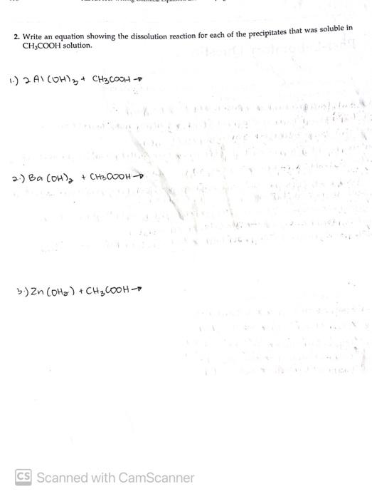 Solved 2 Write An Equation Showing The Dissolution Reaction 6808