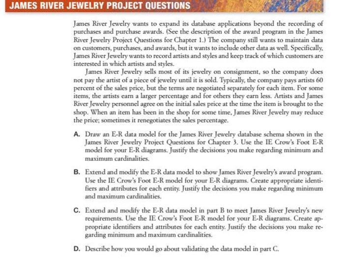 Solved JAMES RIVER JEWELRY PROJECT QUESTIONS James River