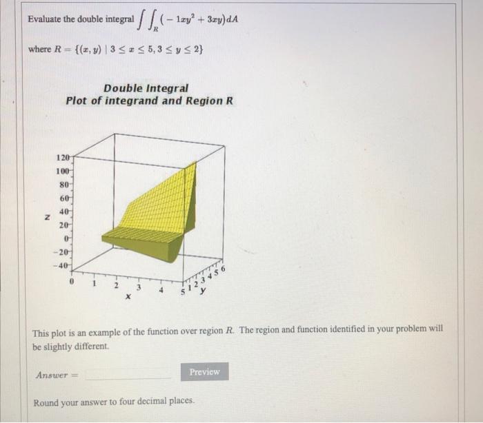 Solved Evaluate the double integral ∬R(−1xy2+3xy)dA where | Chegg.com
