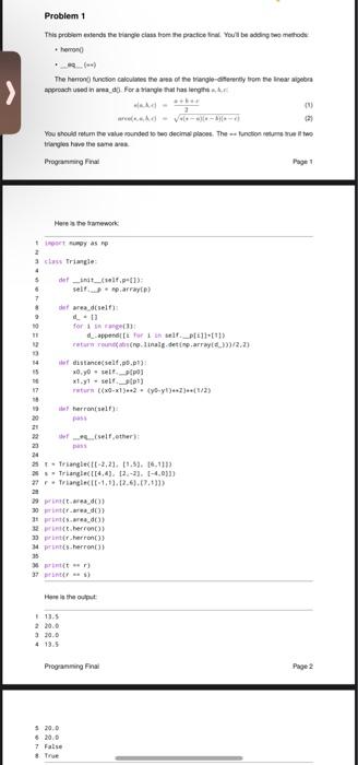 Solved Problem 1 This problem extends the biangle class from | Chegg.com