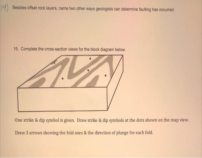 Solved 14) Besides offset rock layers, name two other ways | Chegg.com
