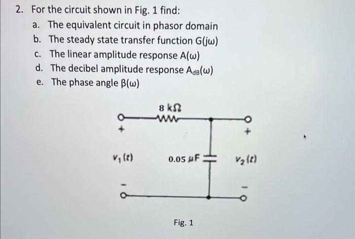 Solved 2. For the circuit shown in Fig. 1 find: a. The | Chegg.com