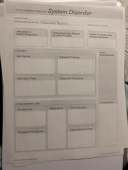 Solved ACTIVE LEARNING TEMPLATE: System Disorder STUDENT | Chegg.com