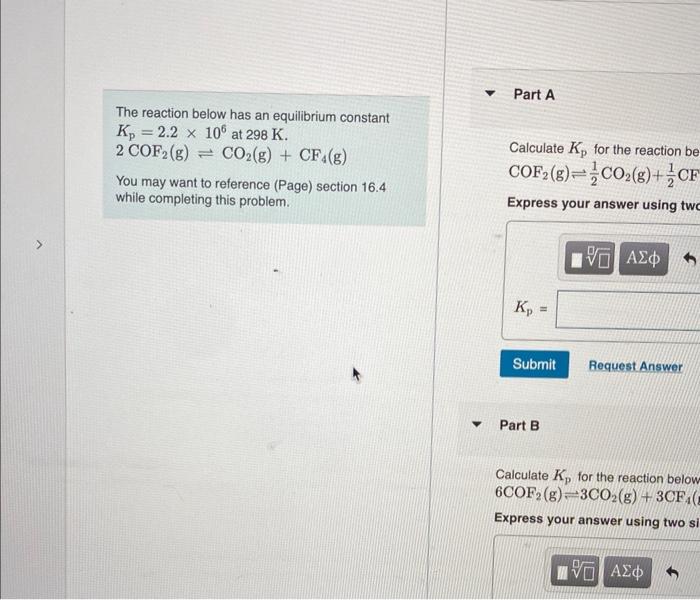 Solved The reaction below has an equilibrium constant | Chegg.com