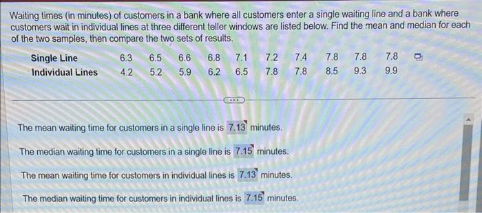 Solved Waiting times (in minutes) of customers in a bank | Chegg.com
